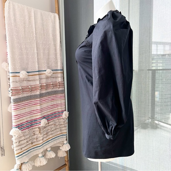 Zara Black Long Poplin Puff Sleeves Mini Dress Women’s Size XL Bloggers Favorite - Picture 5 of 12